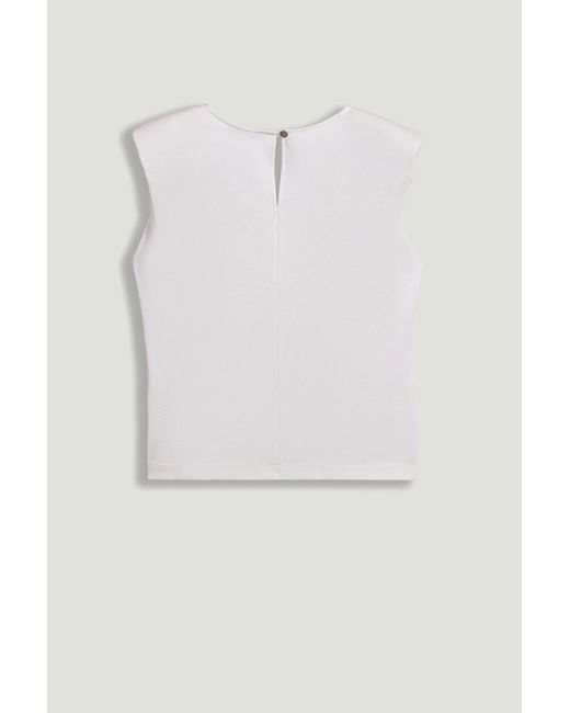 Nocturne White Sleeveless Buckle-Detail Blouse