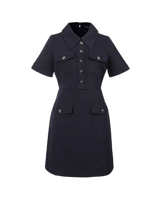 Smart and Joy Blue Safari Style Short Dress