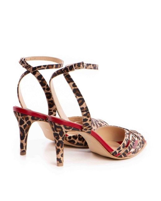 The 5Th Element Pink Amina Leopard & Leather Heel Sandals