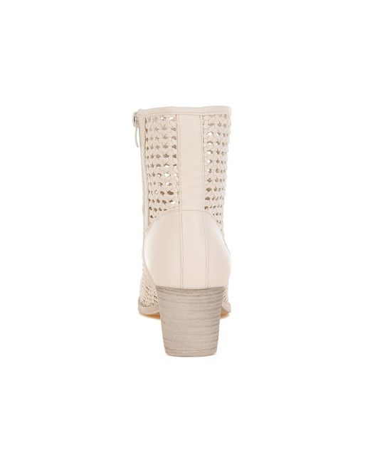 Rag & Co Natural Artisole Woven Pleather Block Heel Boots