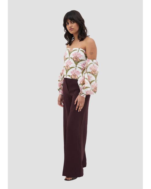Manuela Cabrales White Vexillaria Block Print Top