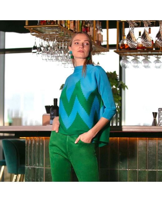 Beatrice von Tresckow Blue Zig Zag Jumper