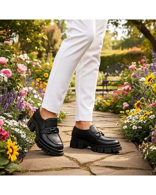 Beautiisoles by Robyn Shreiber Made in Italy Black Raquel Leather Comfortable Oxford For Work Or School