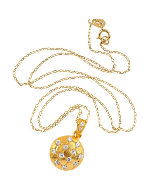 Genevive Jewelry Metallic Sterling Silver Gold Plated Cubic Zirconia Sphere Pendant