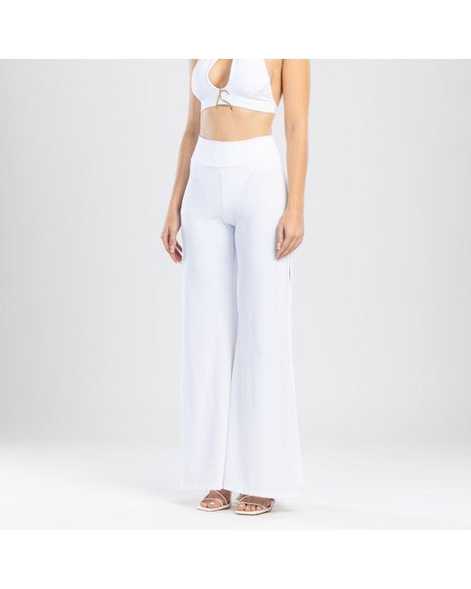 ANTONINIAS Gray Cleo High Waisted Stretch Wide Leg Pants With Side Slit
