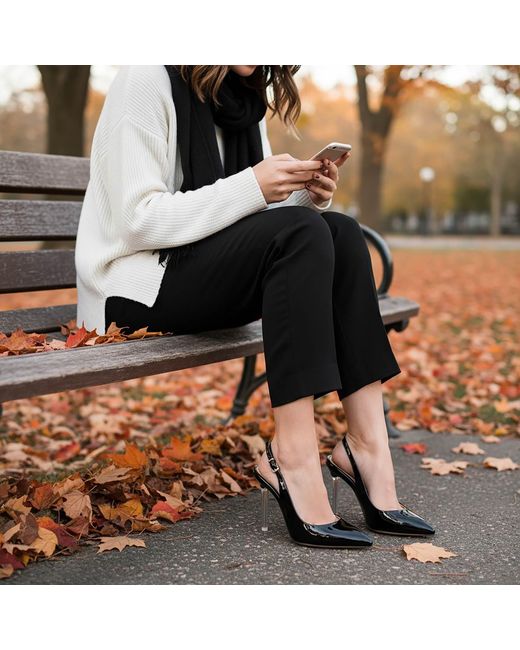 Beautiisoles by Robyn Shreiber Made in Italy Black Marjorie Patent Leather Sexy Pump Comfortable Work Valentine Date Sexy Slingback