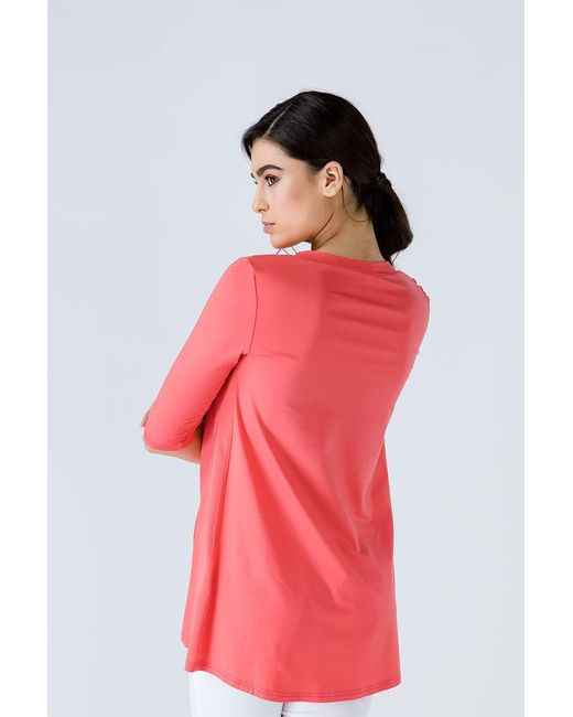 Conquista Pink V Neck Top With Crepe Detail