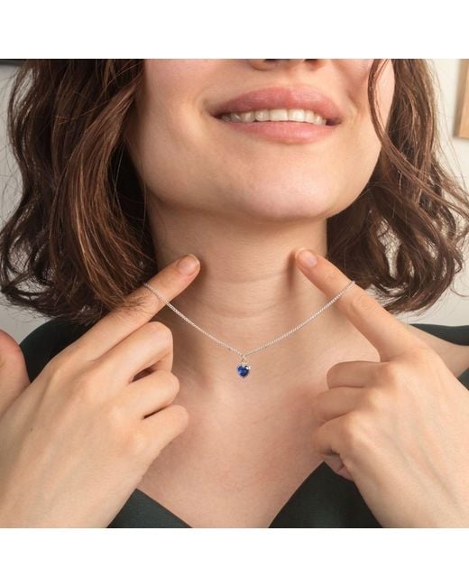 Harfi Blue Mini Heart Sapphire September Birthstone Necklace