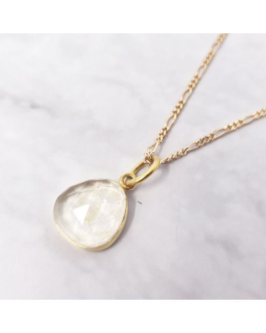 Harfi Metallic Topaz April Birthstone Plated Charm Necklace
