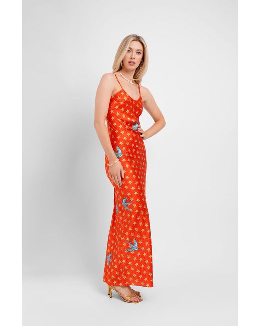 Jessica Russell Flint Red Maxi Slip Dress