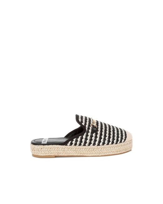 Rag & Co Black Himari Raffia Slip-On Mules