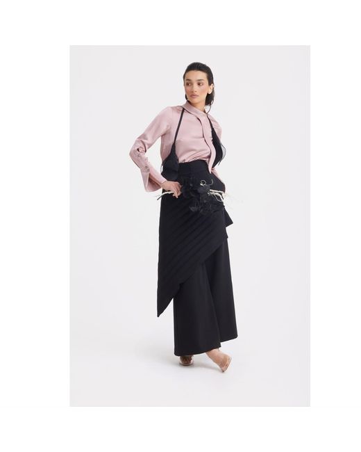 Julia Allert Brown Luxury Silk-Feel Satin Blouse Blush