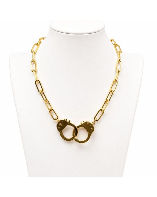 Jagged Halo Jewelry Metallic Love Bond Handcuff Chain Necklace Stainless Steel Plated