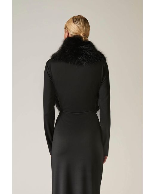 James Lakeland Black Buckled Faux Fur Collar