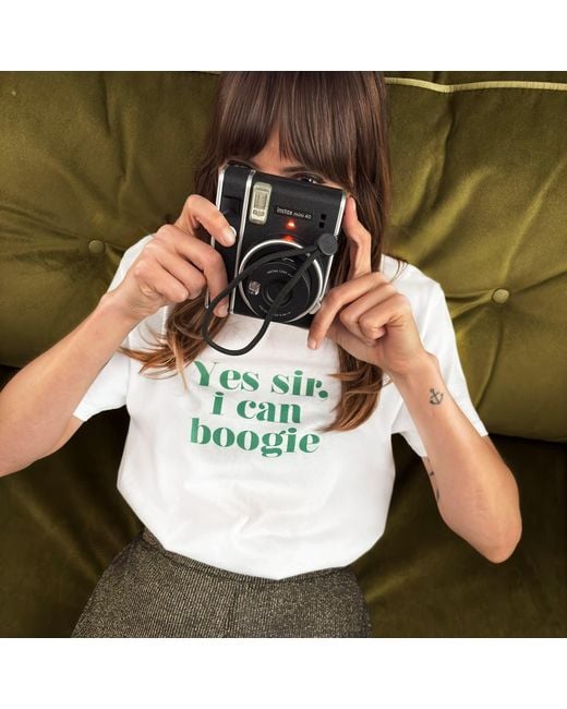 Fanclub White Yes Sir I Can Boogie Oversized Retro Slogan T-Shirt
