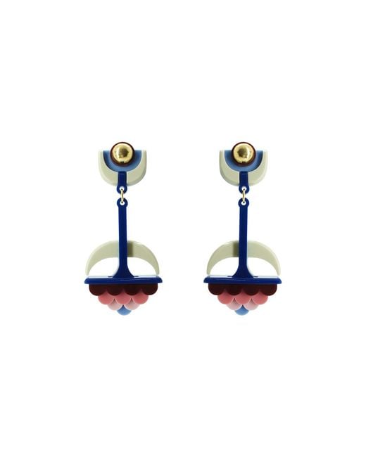 Gissa Bicalho Blue Handmade Acrylic Earring Filianto Burgundy