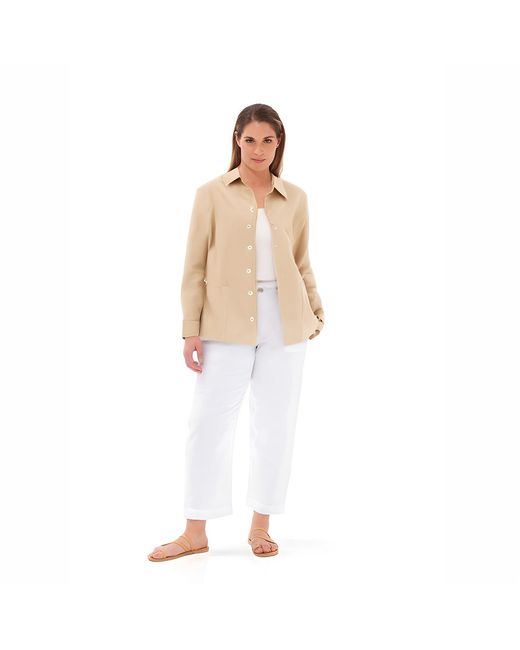 Haris Cotton Natural Neutrals Loose Linen Jacket With Front Pockets Beach Sand