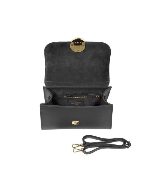 Le Parmentier Black Bombo Top-Handle Satchel Bag W/Strap
