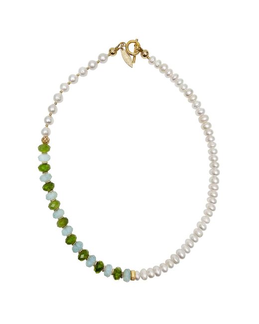 Farra Metallic Freshwater Pearls With Jade And Opal Color Matching Necklace