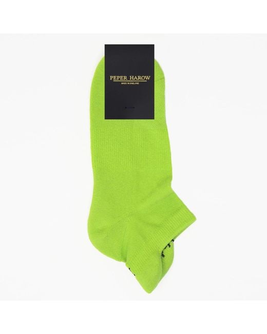 Peper Harow - Made in England Green Organic Trainer Sport Socks – Neon