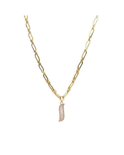 Lila Rasa Metallic Paper Link Necklace Mother Of Pearl Wave Symphony