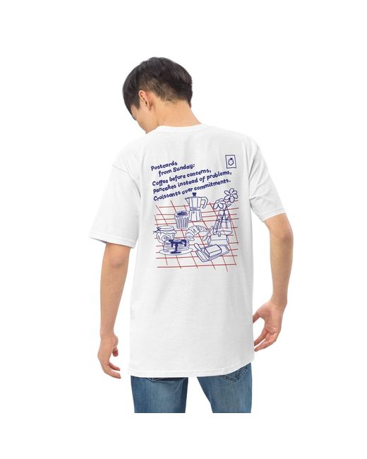 Anchor and Crew White Gustatory Originals Postcards From Sunday Heavy Cotton Embroidered T-Shirt for men