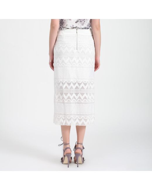 Smart and Joy Gray Geometrical Lace Midi Skirt