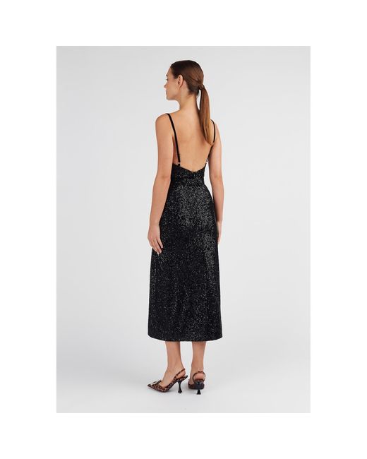 Undress Black Chloe Sequin Midi Cocktail Dress With Front Slit