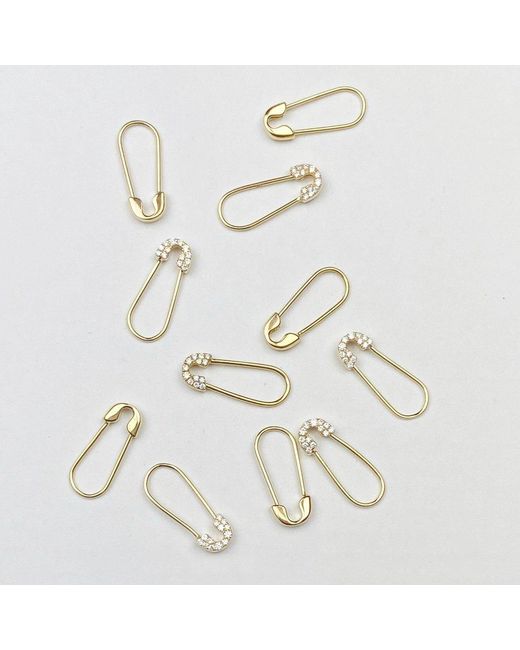 Maya Brenner Metallic Pavé Safety Pin Earring
