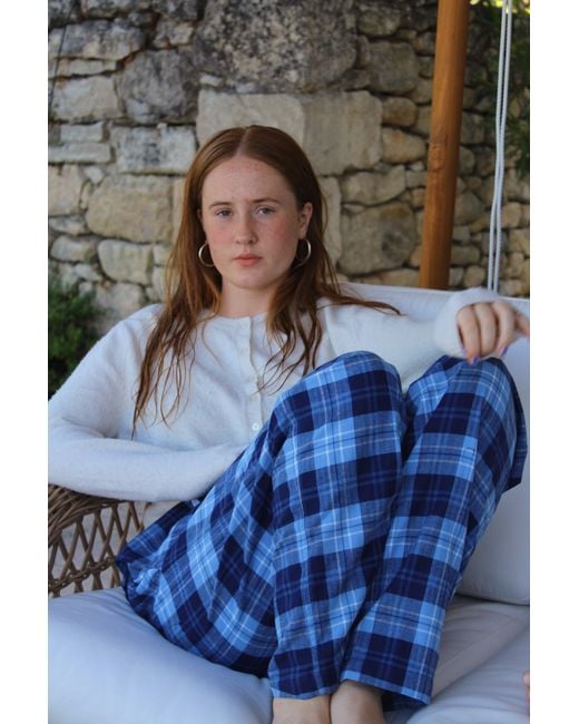 Lounge Blue Soft, Breathable Organic Brushed Cotton Loungewear Trousers