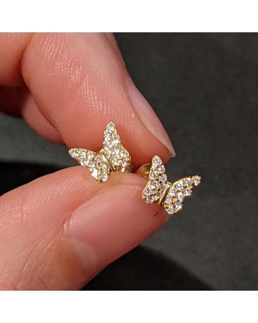 KAMARIA Metallic Butterfly Stud Earrings With Crystals