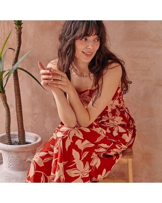 LAtelier London Red Luisa Linen Culotte Jumpsuit