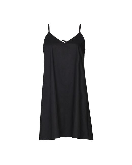 REISTOR Black Short Tent Cotton Dress With Back Tie