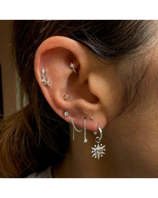 Zohreh Metallic Diamond Threader Stud Earring 9K