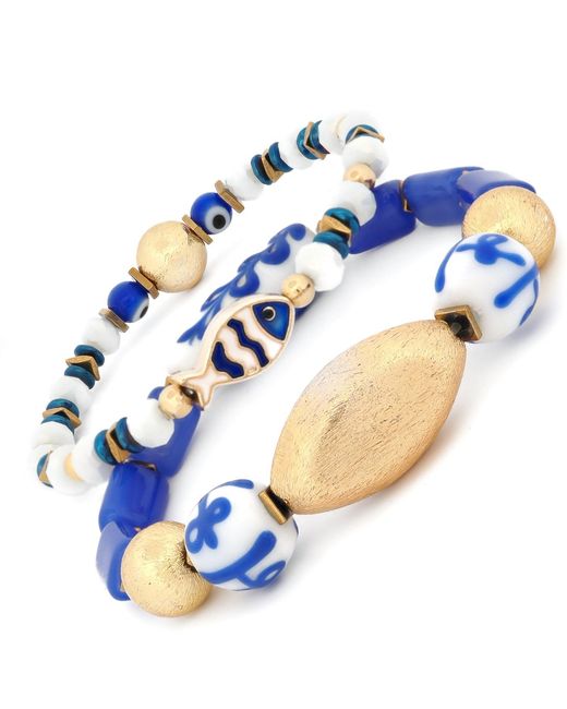 Ebru Jewelry Blue Greece Vibes & Ceramic Bracelet Set