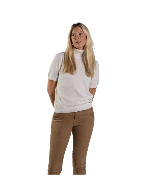 tirillm White Alexa Short Sleeve Turtle Pullover