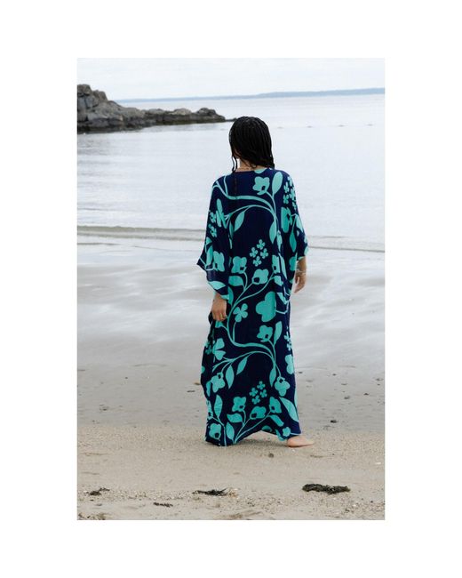 Saachi Blue Bold Floral Kaftan Maxi