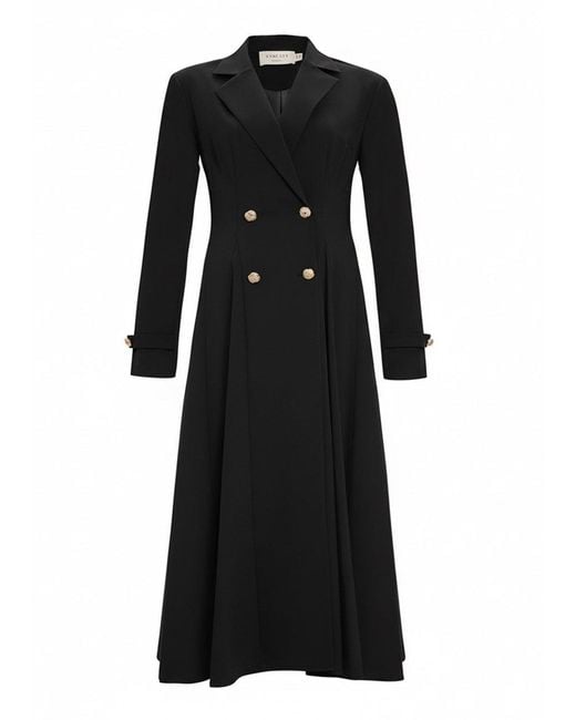 Exquise Black Coralie Dress Wrap Neck Midi Blazer Dress