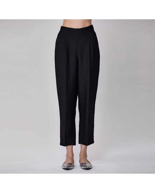 Smart and Joy Black Straight Linen Pants