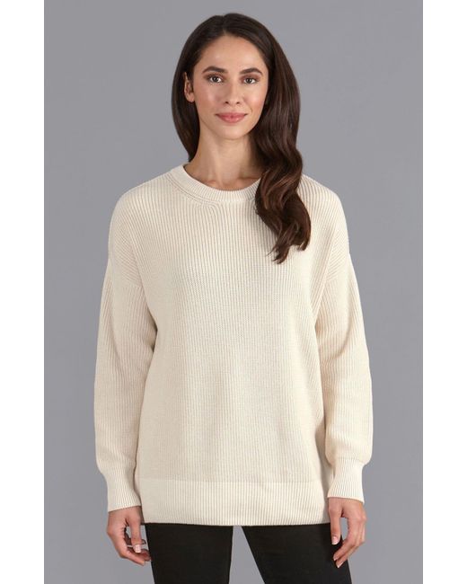 Paul James Knitwear Pink Neutrals Cotton Ribbed Crew Neck Tiffany Jumper