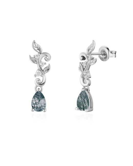 Azura Jewelry New York Blue Leafy Cascades Moss Agate Earrings Vermeil
