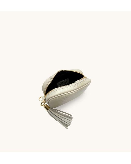 Apatchy London Natural Neutrals The Mini Tassel Stone Leather Phone Bag