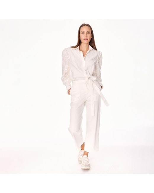 Mandragora White Neutrals Remo– Ecru Straight-Leg Cotton Cropped Trousers