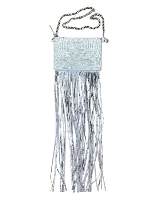 Any Old Iron Blue Metallic Croc Large Leather Bag