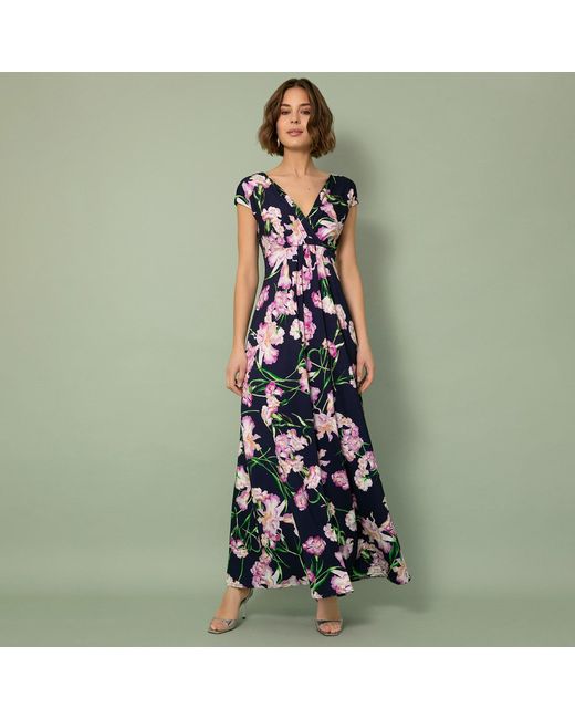 Alie Street London Blue Sophia Maxi Dress Petite Midnight Blossom