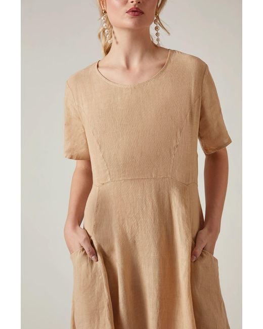 James Lakeland Natural Neutrals Sand Linen Midi Dress
