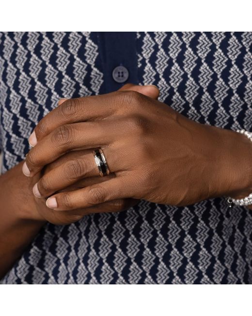 Nialaya Metallic Band Ring With for men