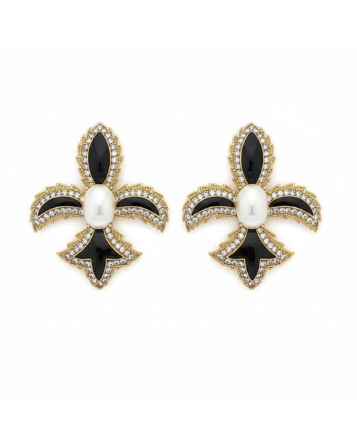 Silver & Elegant Co. Yellow Noir Fleur Thick Plated Bronze Earrings