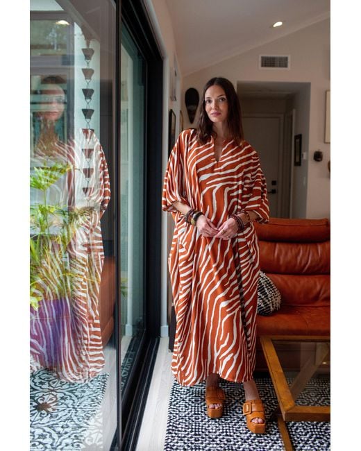 Jennafer Grace Red Talitha Cinched Waist Caftan