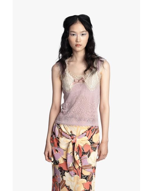 Anna Sui Pink Lingerie Lace Knit Camisole